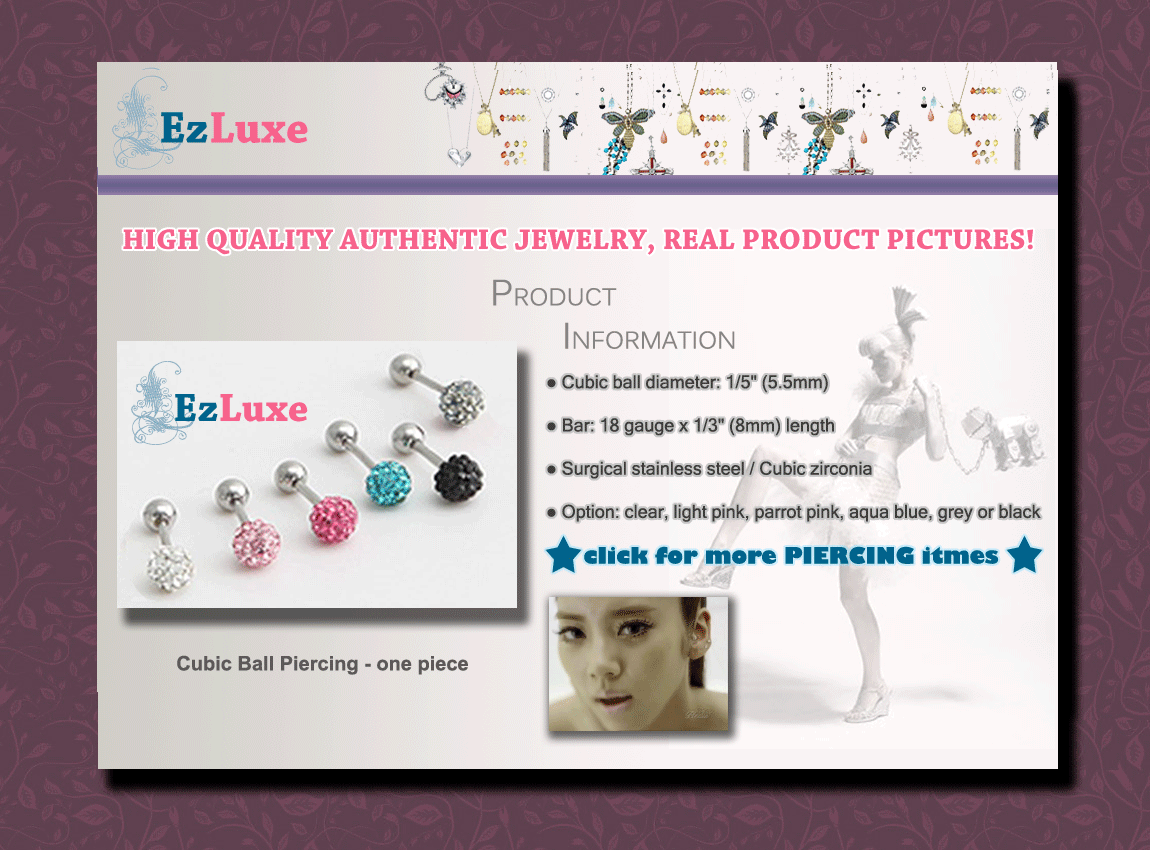 Korean TV son dambi Cubic Ball Piercing earrings tragus  