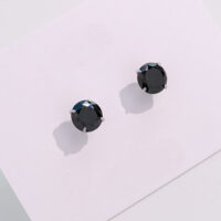 Black Round Cubic Zirconia Earring - one piece