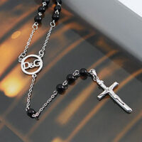 Silver Cross Rosary Necklace