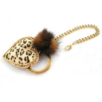 Leopard Heart Mink Ball Key Chain