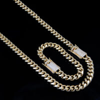 Diamond Clasp Cuban Bracelet & Necklace Set